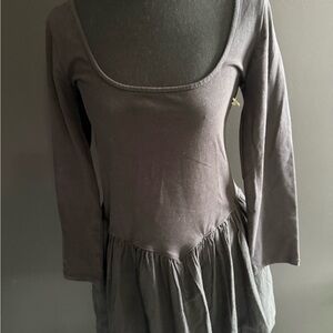 Free People Scoop Neck Long Sleeve Tunic -  black